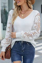 Suéter de punto de encaje de crochet Loving My Life