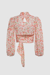 Floral Sheer Mesh Stand Neck Top