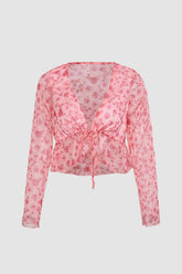 Floral Tie Front Blouse