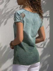 Camiseta de algodón puro de manga corta con degradado de alta calidad.