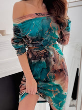 Print Off Shoulder Bodycon Mini Dress Bodycon dresses