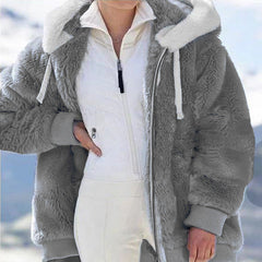 Plush coat loose long-sleeved zipper hooded coats