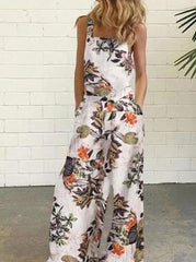 Monos holgados sin mangas con cuello cuadrado y estampados