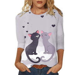 Camisetas de manga larga con cuello redondo y estampado de moda