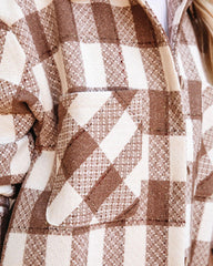 Plaid Grid Long Jacket Turn down neck pockets long blouses