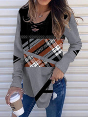 Bedruckte Langarm-Sweatshirts mit Seilmuster