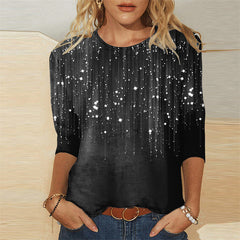 Camisetas de manga larga con cuello redondo y estampado de moda