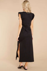 Vestidos largos casuales de cuello redondo, sin mangas y con abertura tipo falbala