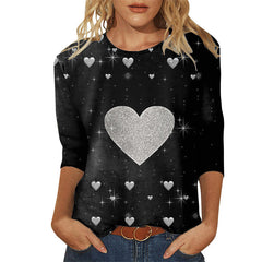 Camisetas de manga larga con cuello redondo y estampado de moda