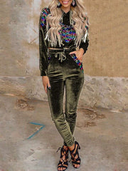 Sudadera con capucha y pantalones con estampado de franela Gored