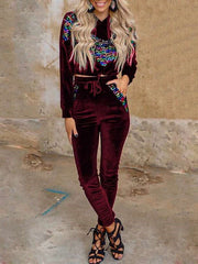 Sudadera con capucha y pantalones con estampado de franela Gored