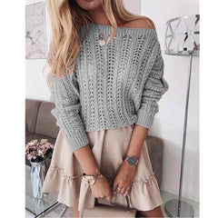 Suéteres de punto sexys, sin tirantes, elegantes y de color puro