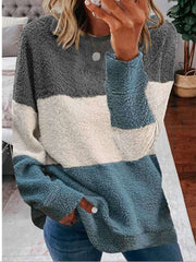 Plüsch Gored Rundhals Langarm Sweatshirts