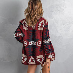 Oversize-Wollpullover mit Weihnachtsbaum-Print, Strickjacken, Pullover