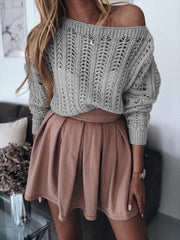 Suéteres de punto sexys, sin tirantes, elegantes y de color puro