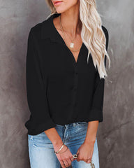 Offizielle Damen-Umlegekragen, lässig, einfarbig, Langarmblusen