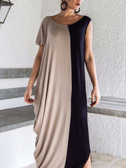 Einschultriges Patchwork-Maxikleid mit Farbblock