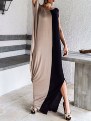 Einschultriges Patchwork-Maxikleid mit Farbblock