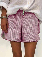 Pantalones cortos de verano a rayas de talla grande para mujer