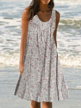 Vestidos midi de verano para mujer, de talla grande, con estampado floral, para playa y vacaciones
