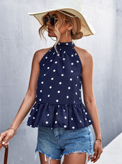 Top sin mangas con tirantes halter y lunares para mujer