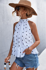 Top sin mangas con tirantes halter y lunares para mujer