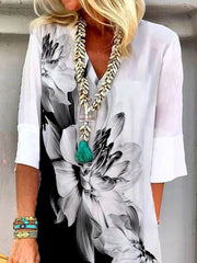 Vestidos casuales con cuello en V y estampado floral en preventa