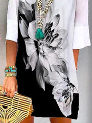 Vestidos casuales con cuello en V y estampado floral en preventa