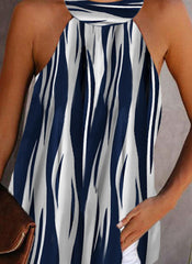 Tops sin mangas con cuello halter de gasa con estampado