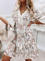 Vestidos skater de encaje sin mangas con corte en A por encima de la rodilla