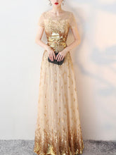 Vestidos tubo de manga corta con cuello redondo y lentejuelas estampadas en contraste