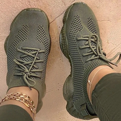 Zapatillas deportivas transpirables con cordones de color puro