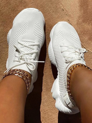 Zapatillas deportivas transpirables con cordones de color puro