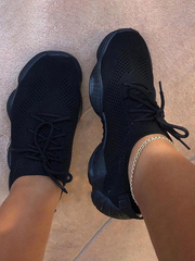 Zapatillas deportivas transpirables con cordones de color puro