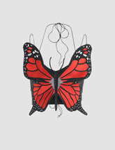 Top de dos piezas con mariposa bordada en rojo