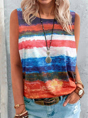 Camisas y tops estampados con cuello redondo y hombros descubiertos