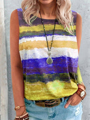 Camisas y tops estampados con cuello redondo y hombros descubiertos