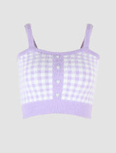 Top corto peludo a cuadros morados