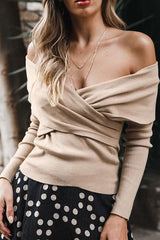 Cozy Twist Cross Front Knit Top