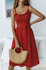Love You Always Dots Buton-Up Midi Dress