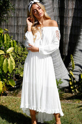 Girl Can't Help it Maxikleid mit Spitzenquaste – 2 Farben