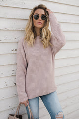 Suéter reversible con cuello en V rosa Call Me Cream