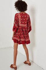 Vestido mini con estampado bohemio rojo Tale to Tell