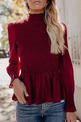 Livin' Breezy High Neck Pleated Chiffon Top