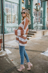 Suéter de punto holgado con rayas para días lluviosos