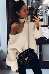 Suéter extragrande con cuello en V y diseño mullido de City Light