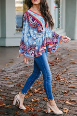 Making My Way Chiffon-Hemd mit Boho-Print