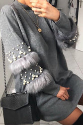 Vestido mini de punto esponjoso "Nunca dejes de amarte"