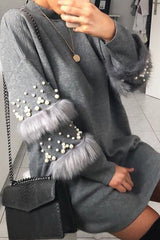 Never Stop Loving You Fluffy Knit Mini Dress