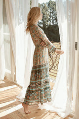 Love Blossoms Boho Print High-slit Maxi Dress